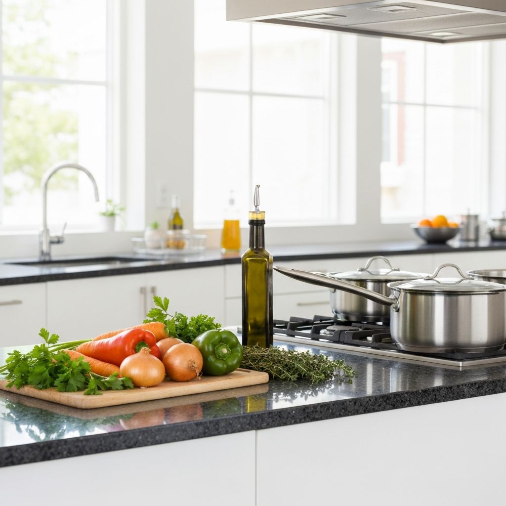 Gătit acasă într-o bucătărie modernă